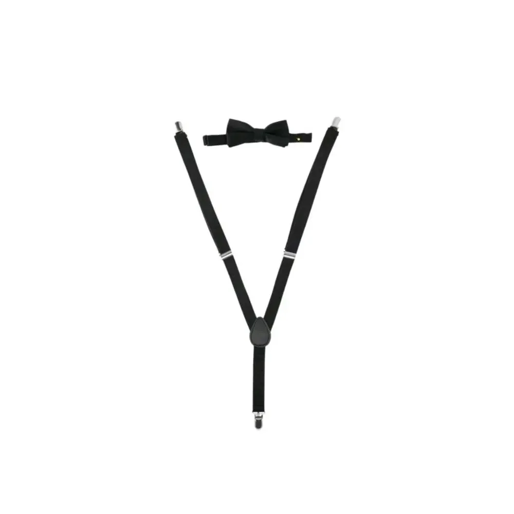 Boys Black Suspender & Bow Tie Set (One Size) BRAND NEW W TAGS